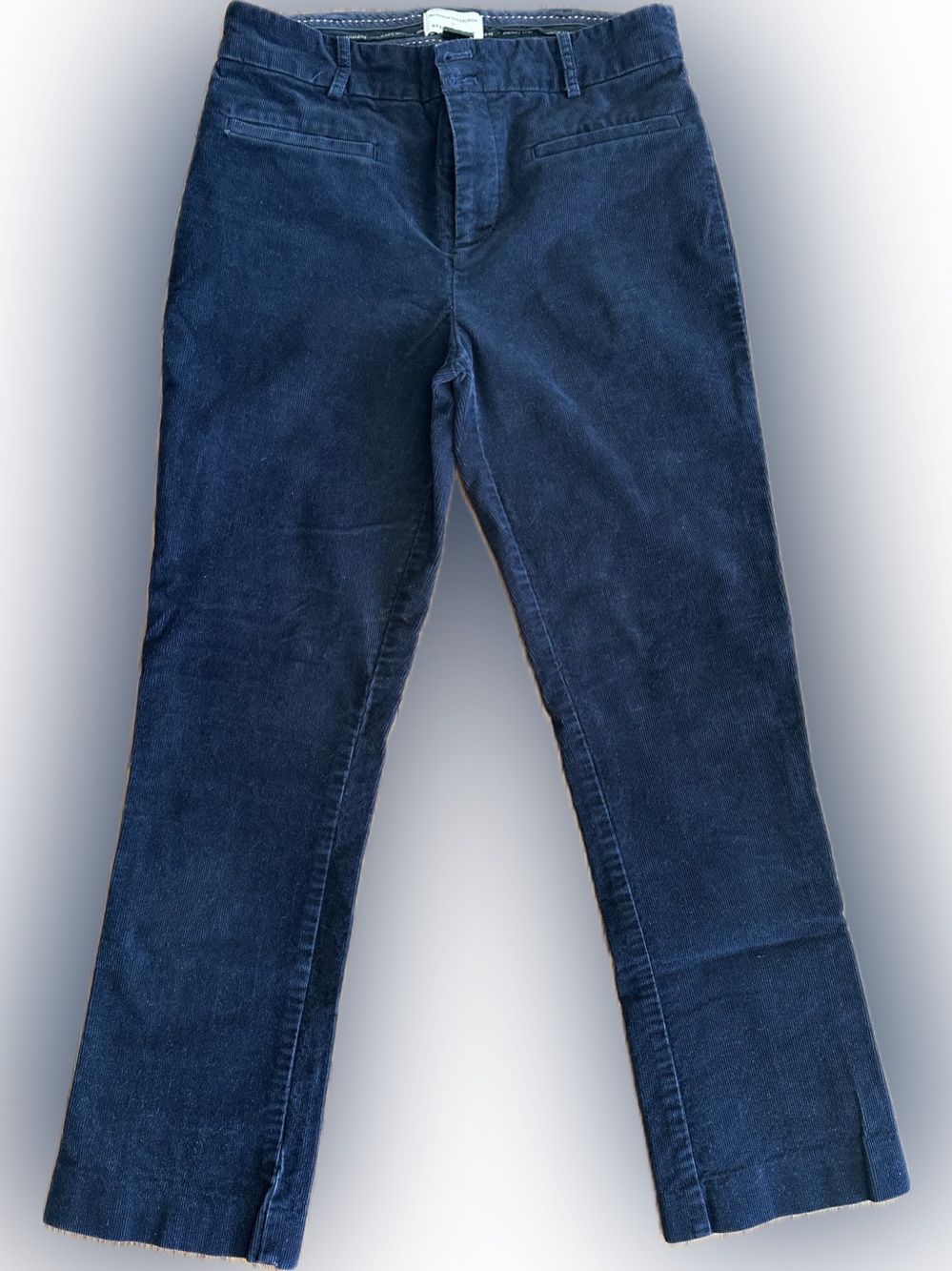 Anthropologie Straight-Leg Corduroy Pants in Navy Blue